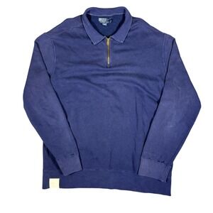 Polo‎ Ralph Lauren Quarter Zip Pullover Sweatshirt XXL Cotton Blend Blue